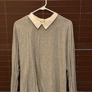 J. Crew Gray Shirt with White Collar